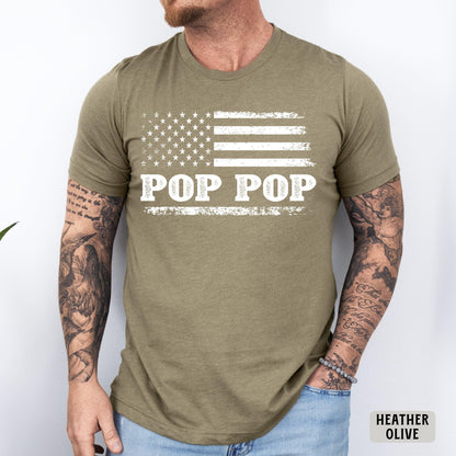 Pop Pop Shirt USA Flag Father's Day Gift Patriotic Grandpa Shirt Pop American Flag Shirt New Pop Pop Gift