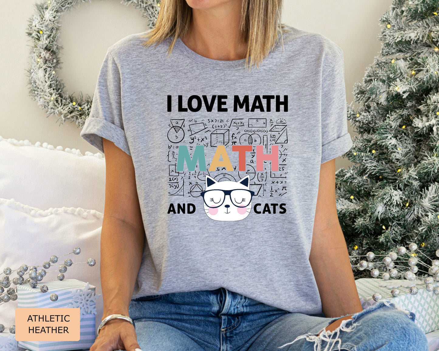 Math Lover Shirt I Love Math and Cats Shirt Funny Math Teacher Shirt Cat Mom Shirt Mathematics Shirt