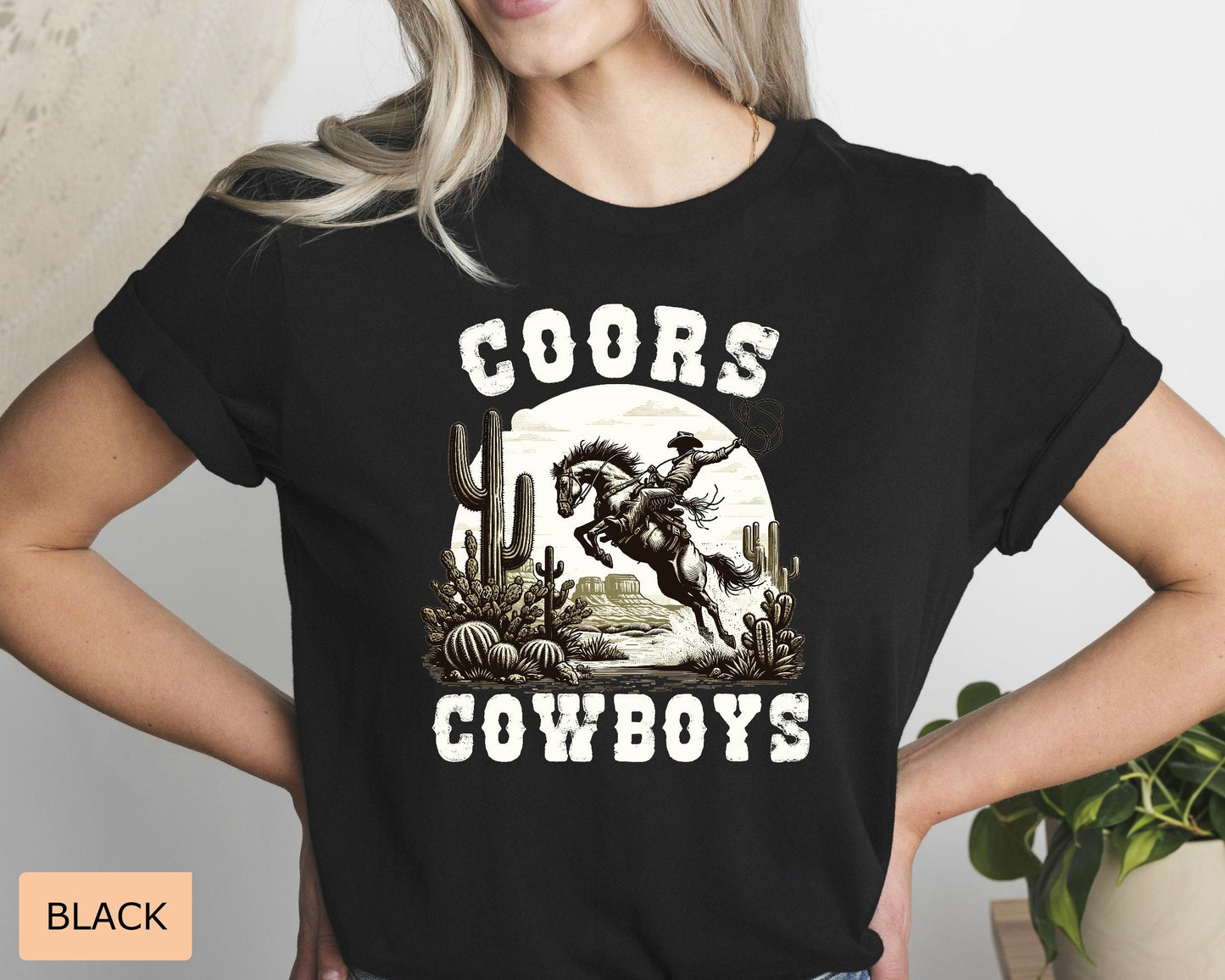 Coors Cowboy Shirt Rodeo Shirt Vintage Western Graphic Shirt Retro Style Cowboy Shirt
