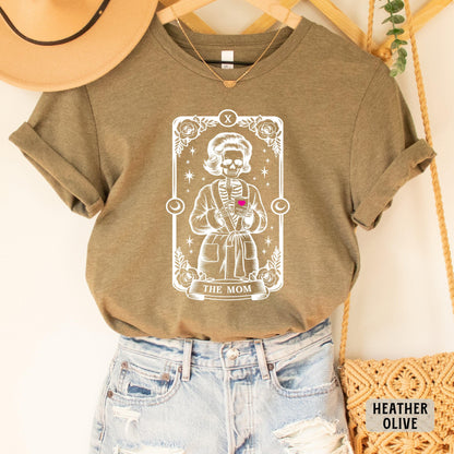 The Mom Tarot Card Shirt Skeleton Mom Shirt Motherhood Shirt Witchy Vibes Celestial Mama Shirt Halloween Gift For Mom