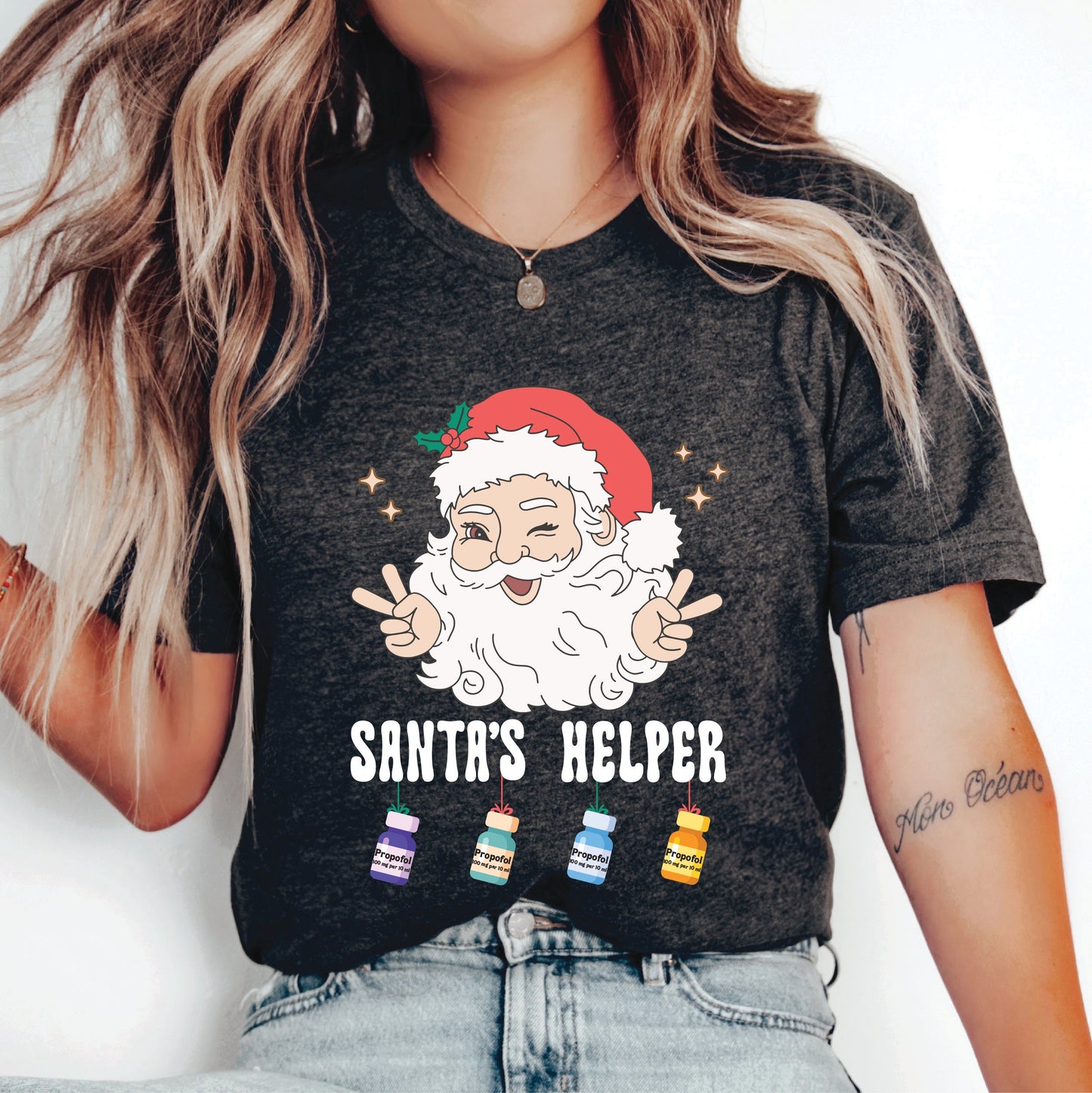 Funny Pharmacist Shirt Santa's Helper Christmas Shirt Anesthetist Gift Pharmacy Tech Shirt Propofol RN Shirt