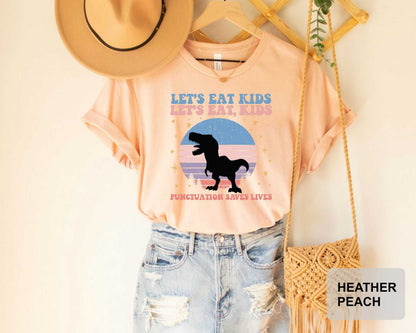 Funny Grammar Shirt Let's Eat Kids Shirt Punctuation Saves Lives Shirt Commas Save Shirt Literature Shirt