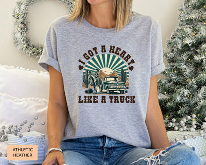 Woman Western Shirt I Got A Heart Like A Truck Shirt Cow Girl Shirt Desert Sunset Shirt