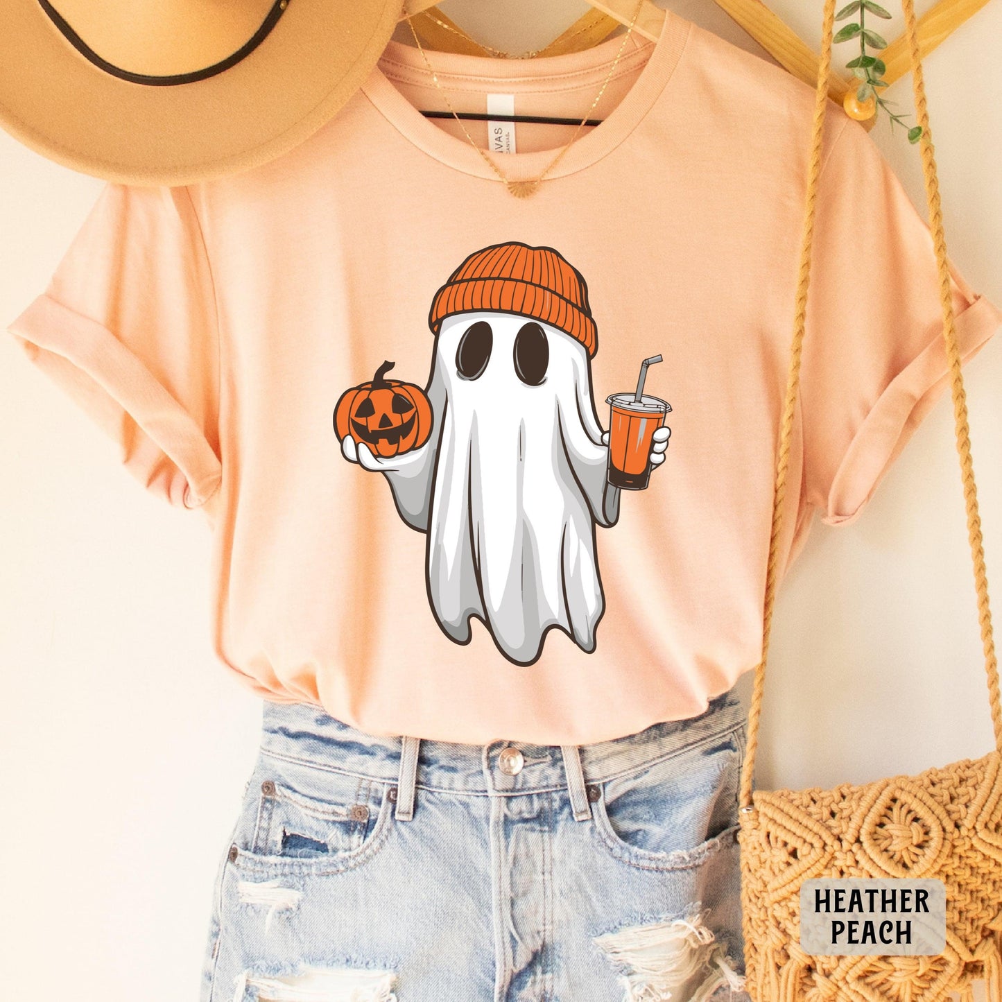 Ghost Drinking Coffee Shirt Coffee Lover Shirt Halloween Party Shirt Fall Coffee Shirt