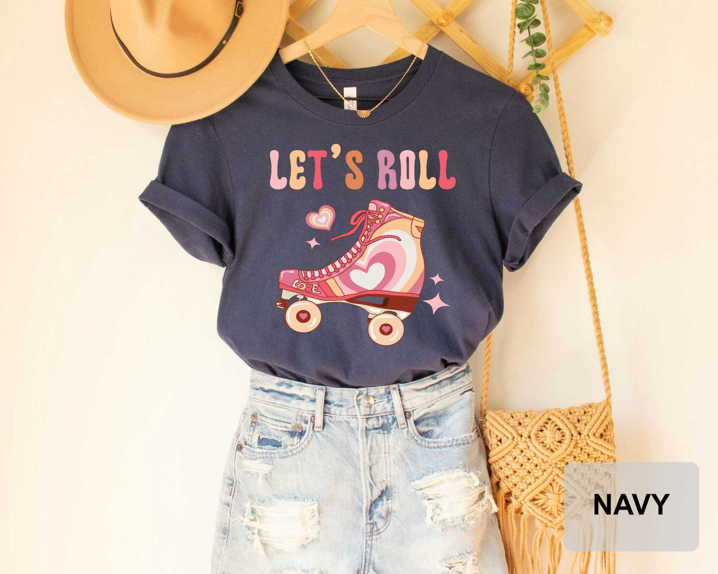 Let's Roll Shirt, Fun Roller Skate Shirt, Roller Derby Shirt Roller Skating Gift