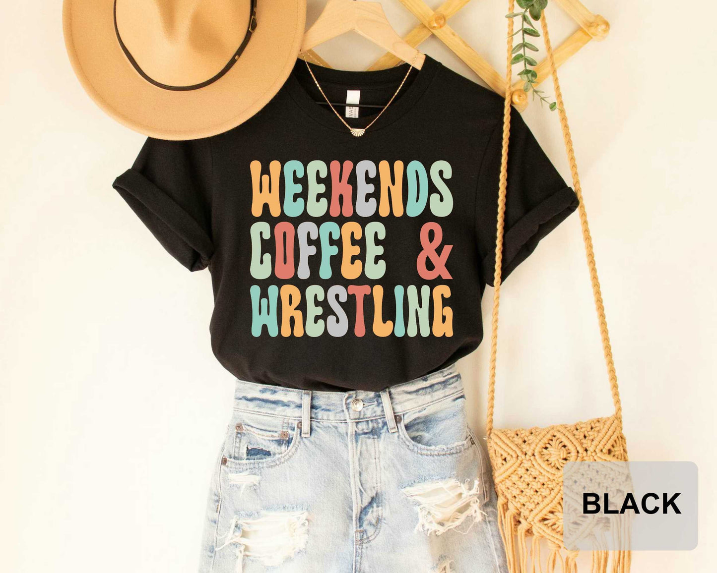 Weekends Coffee And Wrestling Shirt Wrestling Mom T-Shirt Coffee Lover Shirt Sports Mother Shirt