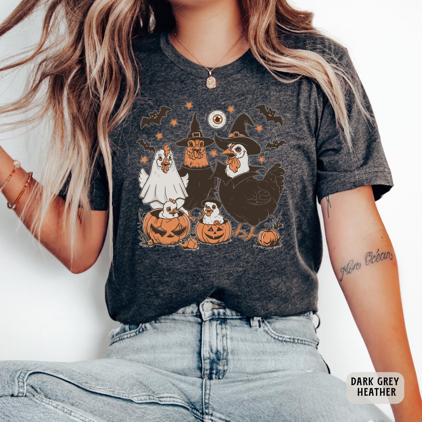 Ghost Chickens Shirt Spooky Chicken Shirt Halloween Shirt for Women Funny Farmer Shirt