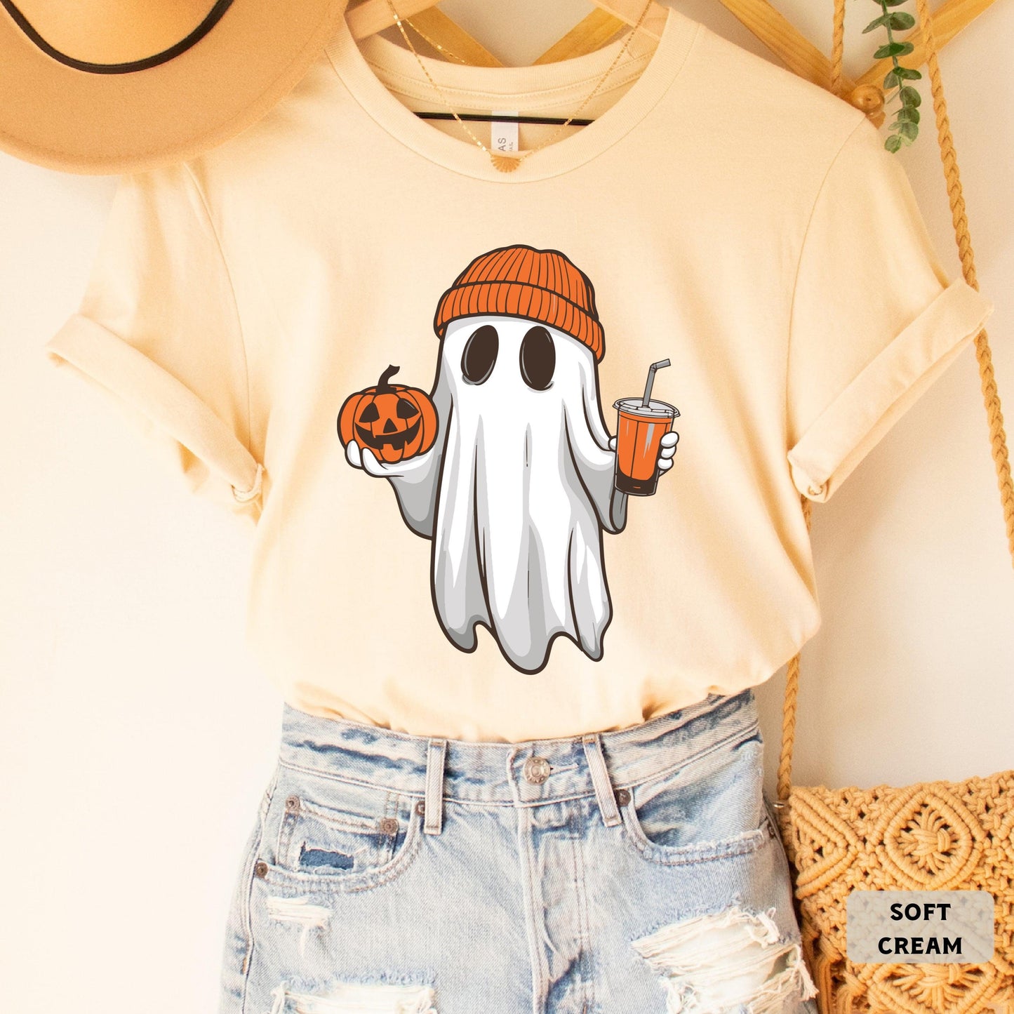 Ghost Drinking Coffee Shirt Coffee Lover Shirt Halloween Party Shirt Fall Coffee Shirt