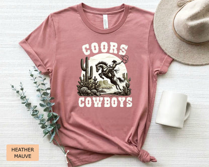Coors Cowboy Shirt Rodeo Shirt Vintage Western Graphic Shirt Retro Style Cowboy Shirt