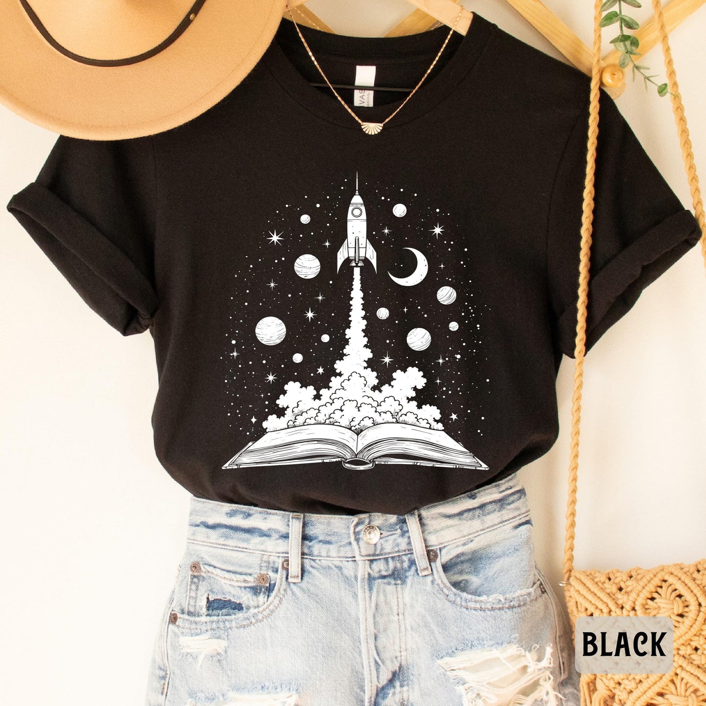 Books and Space Shirt Astronomy Shirt Book Lover Gift Science Teacher Shirt Bookish Shirt