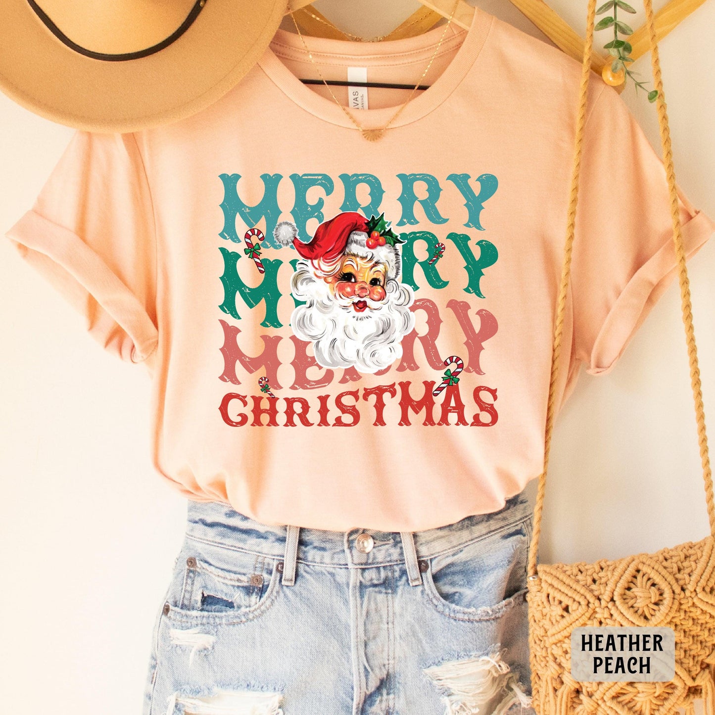 Merry Christmas Shirt Santa Claus Shirt Christmas Family Shirt Women Christmas Gift Retro Holiday Shirt