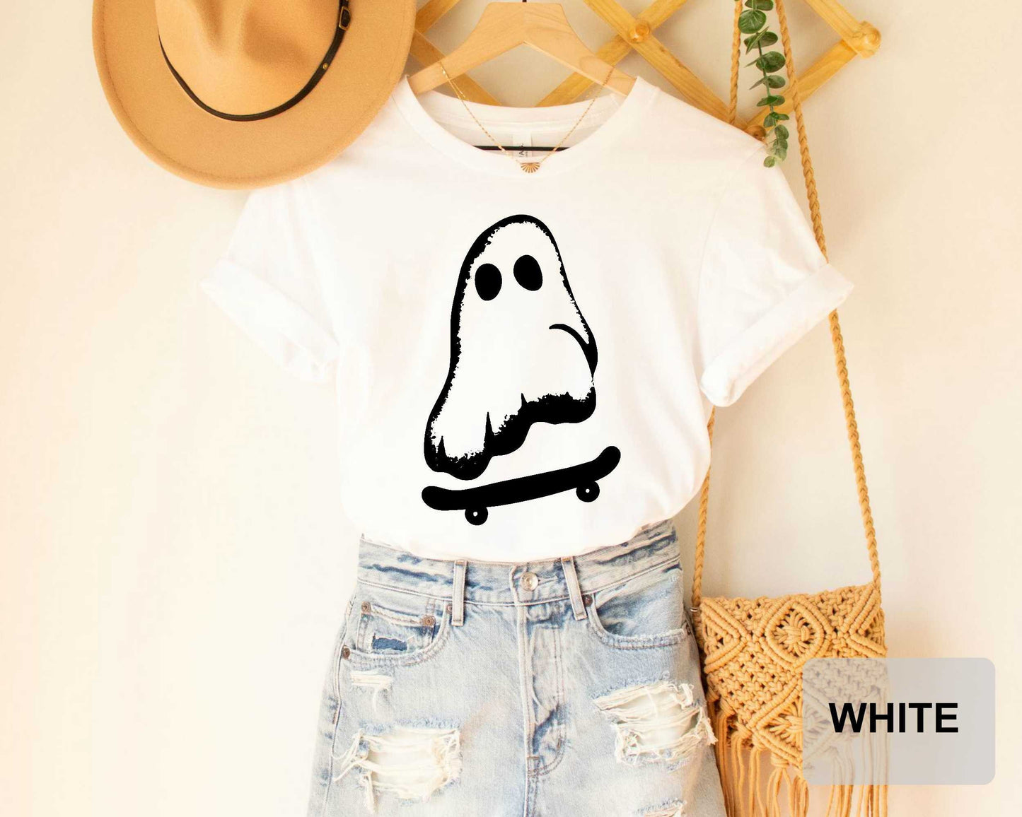 Ghost Skateboarder Shirt Halloween Shirt, Funny Skateboard Shirt Skate Roller