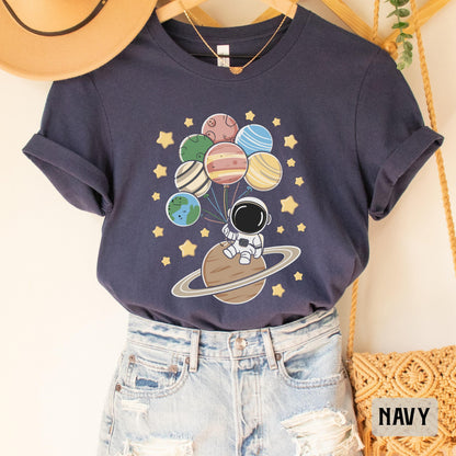 Astronaut Planet Balloon Shirt Spaceman Planets Shirt Space Reading Shirt Astronaut Family Shirt