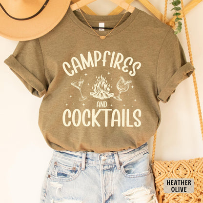 Funny Camping Shirt Campfires And Cocktails Shirt Adventure Shirt Camp Lover Gift Summer Shirt