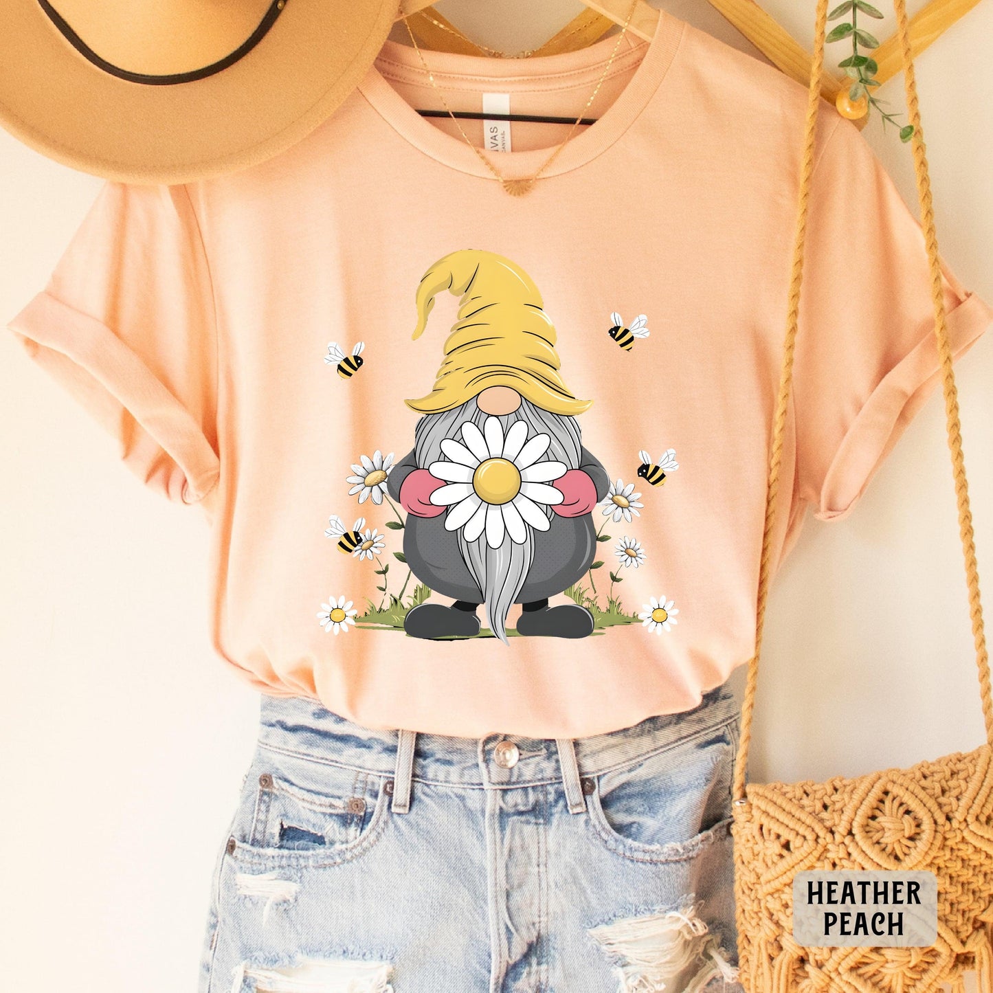 Gnome Daisy Shirt Floral Gnome Shirt Spring Shirt Women Summer Shirt Gnome Flower Shirt