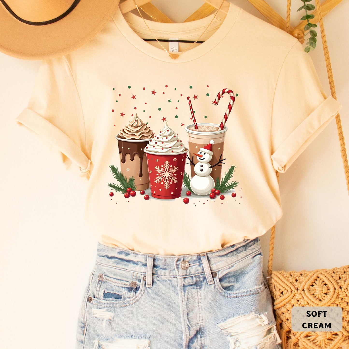 Christmas Hot Cocoa Shirt Xmas Coffee Shirt Christmas Party Shirt  Hot Chocolate Crew Shirt Retro Christmas Shirt
