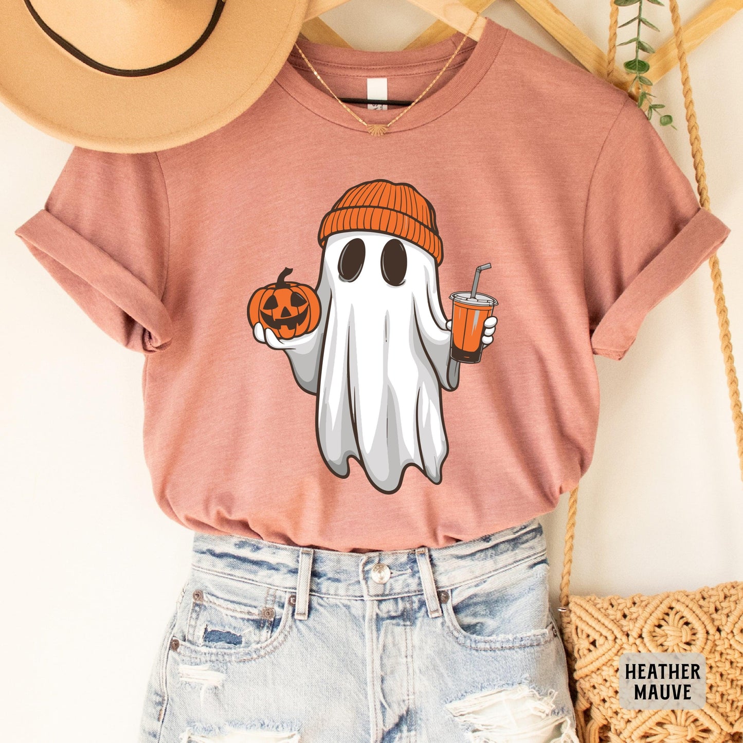 Ghost Drinking Coffee Shirt Coffee Lover Shirt Halloween Party Shirt Fall Coffee Shirt