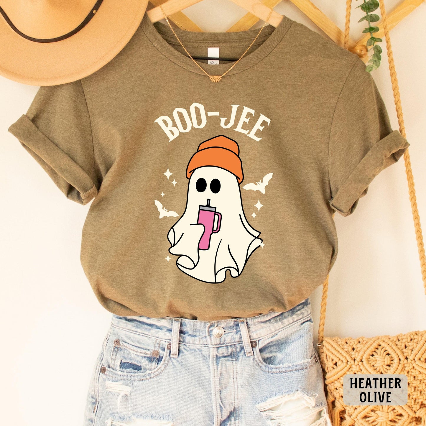 Boo Jee Shirt Halloween Ghost Shirt Spooky Vibes Shirt Women Halloween Gift Spooky Ghost Shirt