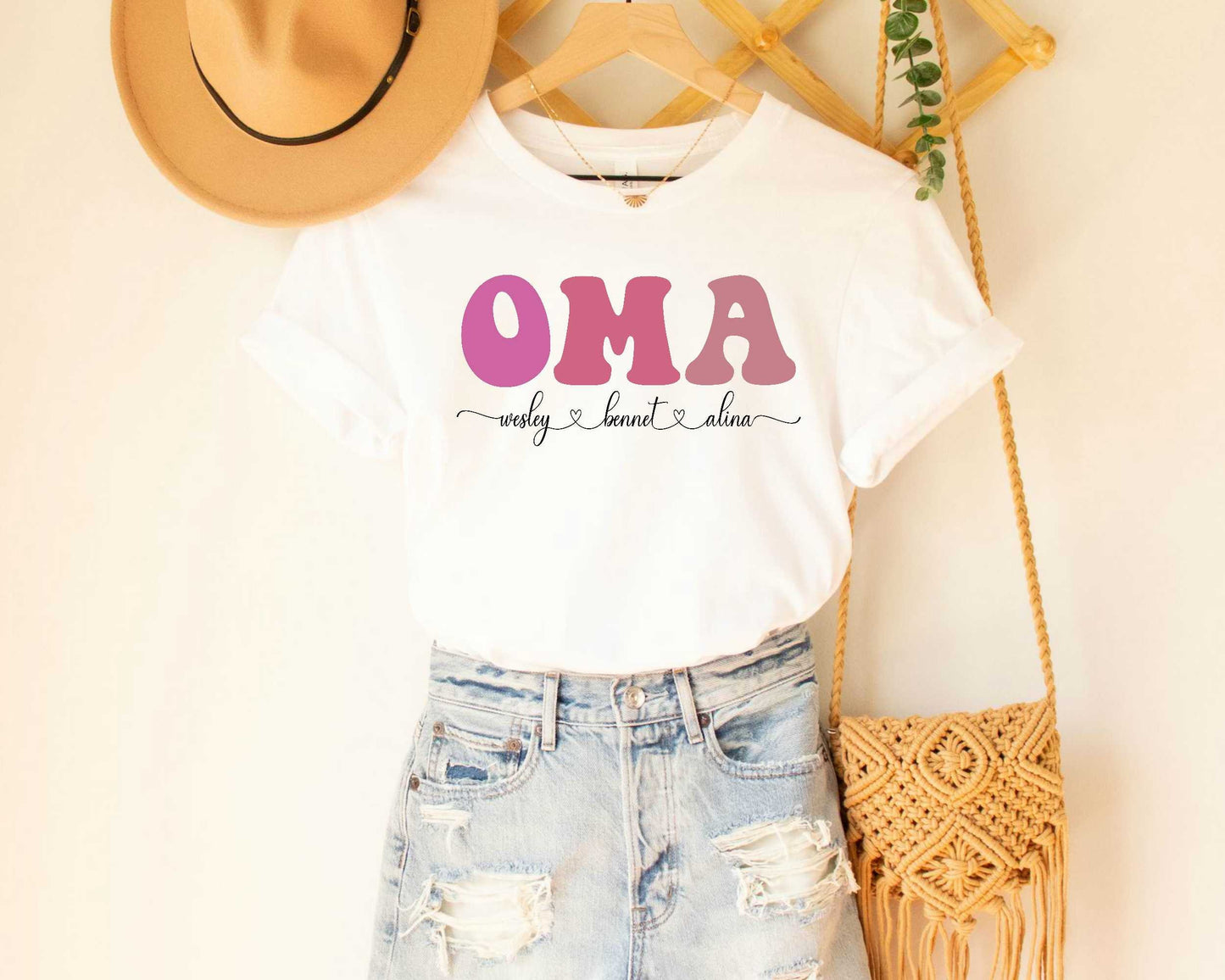 OMA T Shirt for Grandma  Custom Oma with Kids Names Shirt Gift For Oma