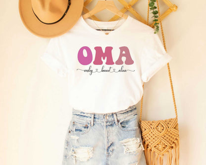 OMA T Shirt for Grandma  Custom Oma with Kids Names Shirt Gift For Oma