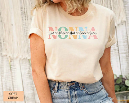 Custom Nonna Shirt Nonna Mothers Day Gift Promoted to Nonna Shirt Personalized Nonna Shirt with Names