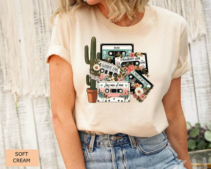Country Music Cassettes Shirt Western 90s Vintage Music Shirt Cowgirl Shirt Vintage Inspired Concert Shirt