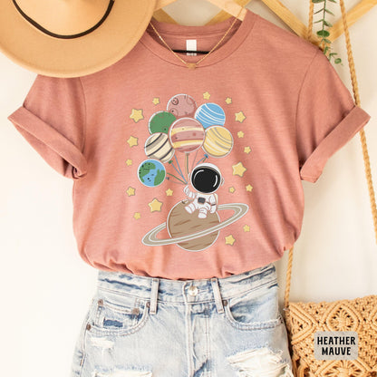 Astronaut Planet Balloon Shirt Spaceman Planets Shirt Space Reading Shirt Astronaut Family Shirt