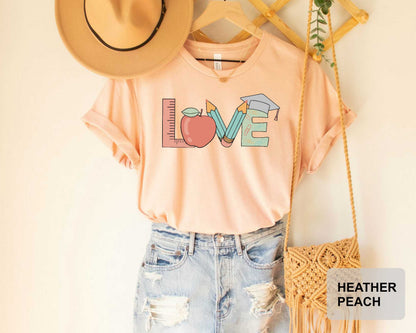 Cute Teacher Shirt Love Shirt Teacher Appreciation Gift Inspirational Apple Teacher Shirt