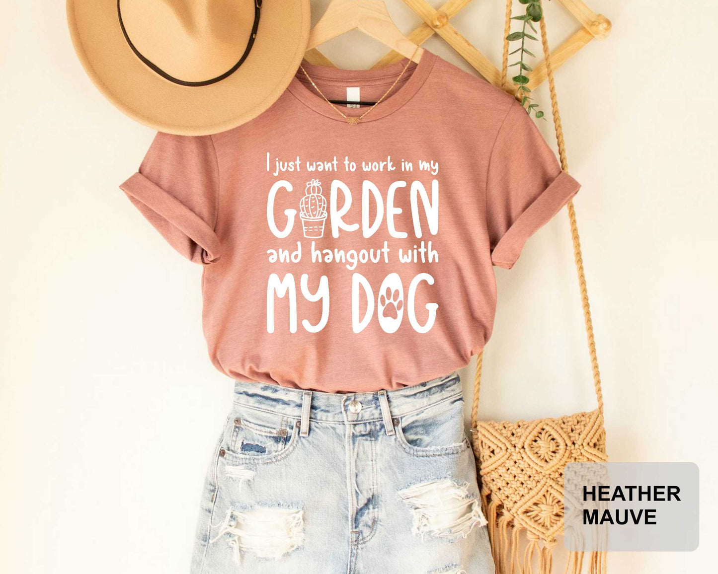 Funny Dog Lover Shirt I Just Want To Work In My Garden And Hang Out With My Dog Shirt Plant Lover Gift Dog Mom Shirt Gardening Shirt