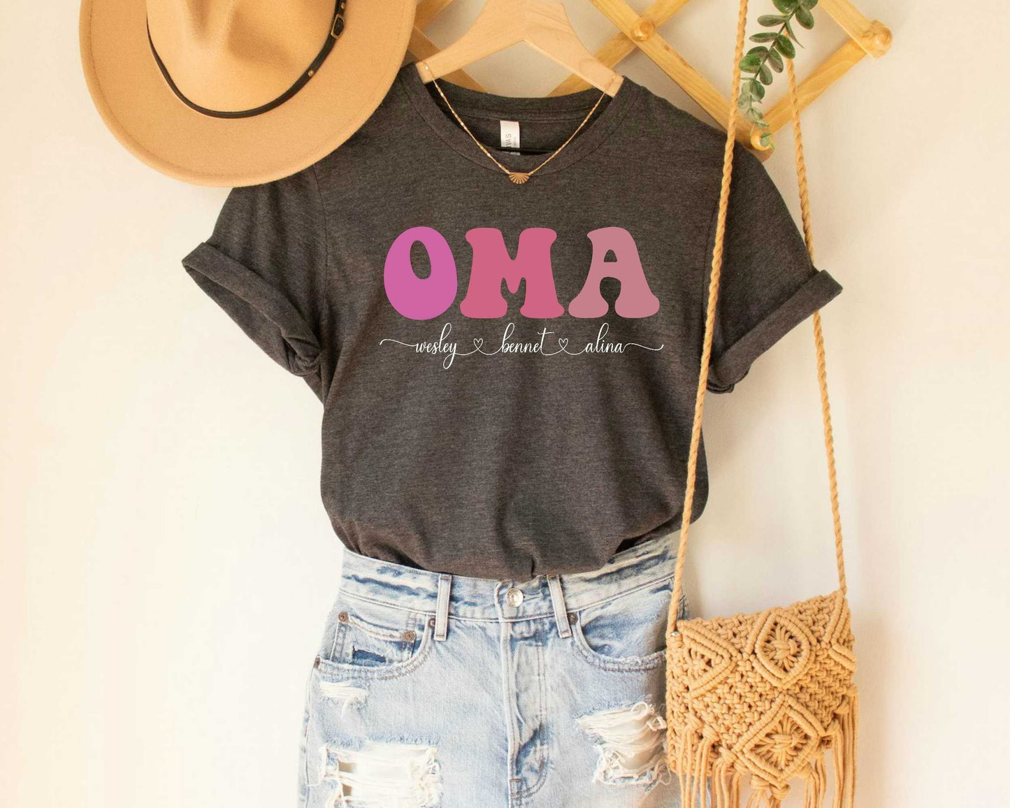 OMA T Shirt for Grandma  Custom Oma with Kids Names Shirt Gift For Oma