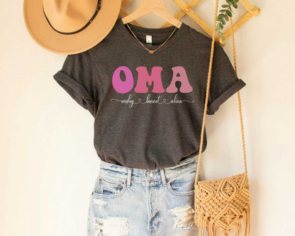 OMA T Shirt for Grandma  Custom Oma with Kids Names Shirt Gift For Oma