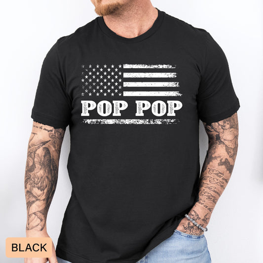 Pop Pop Shirt USA Flag Father's Day Gift Patriotic Grandpa Shirt Pop American Flag Shirt New Pop Pop Gift