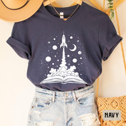 Books and Space Shirt Astronomy Shirt Book Lover Gift Science Teacher Shirt Bookish Shirt