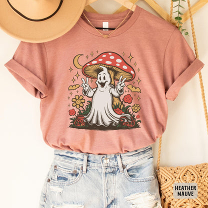 Magic Mushroom Shirt Women Halloween Shirt Ghost Mushroom ShirtFunny Fall Shirt Spooky Season Shirt