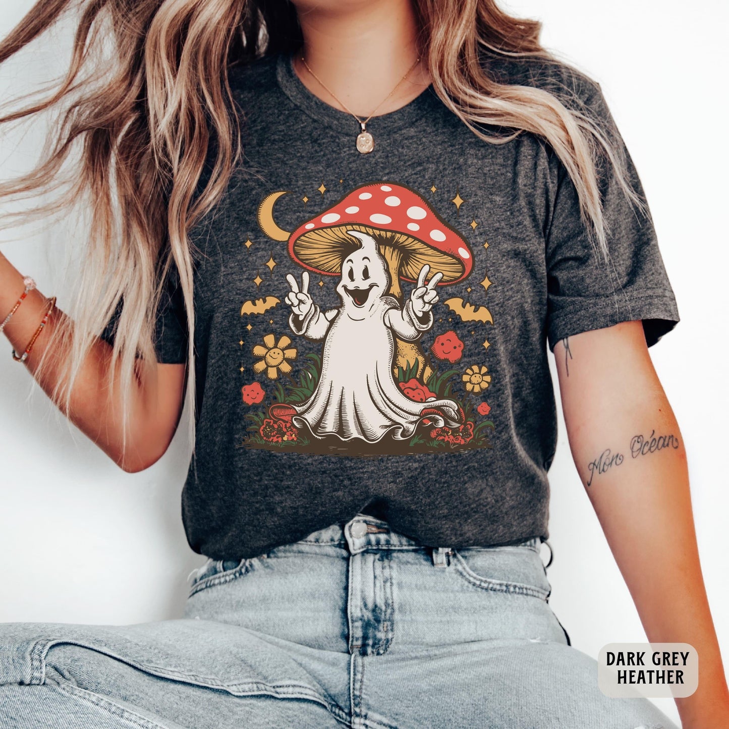 Magic Mushroom Shirt Women Halloween Shirt Ghost Mushroom ShirtFunny Fall Shirt Spooky Season Shirt