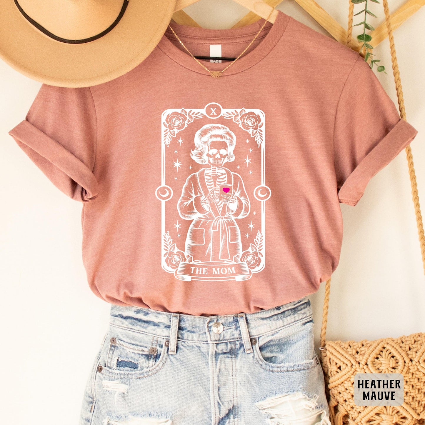 The Mom Tarot Card Shirt Skeleton Mom Shirt Motherhood Shirt Witchy Vibes Celestial Mama Shirt Halloween Gift For Mom