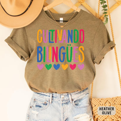 Cultivando Bilingües Shirt Maestra Shirt Bilingual Teacher Shirt Dual Language Shirt Spanish Teacher Shirt