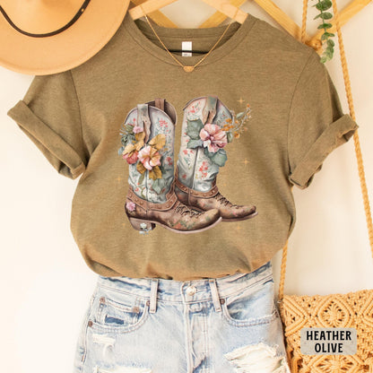 Cowgirl Boots Shirt Country Shirt Western Boots Shirt Country Concert Shirt Rodeo Shirt