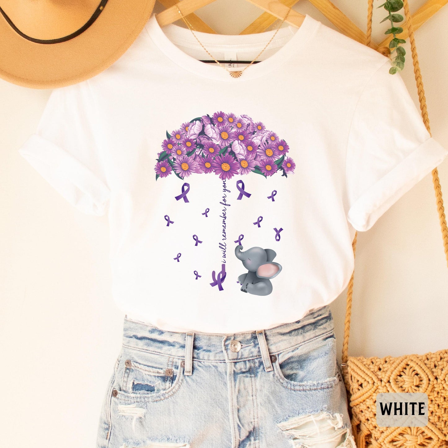 Alzheimers Flower Shirt I Will Remember For You Shirt Alzheimer Mom Shirt Purple Ribbon Shirt Dementia Shirt