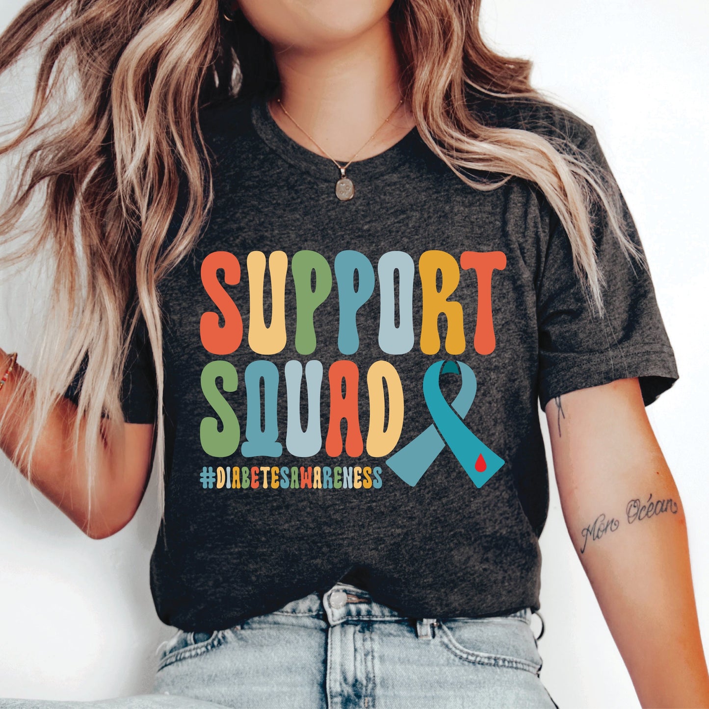 Support Squad Diabetes Awareness Shirt Diabetes Support Family Shirt Type 1 Diabetes Month Shirt Diabetes Ribbon Shirt