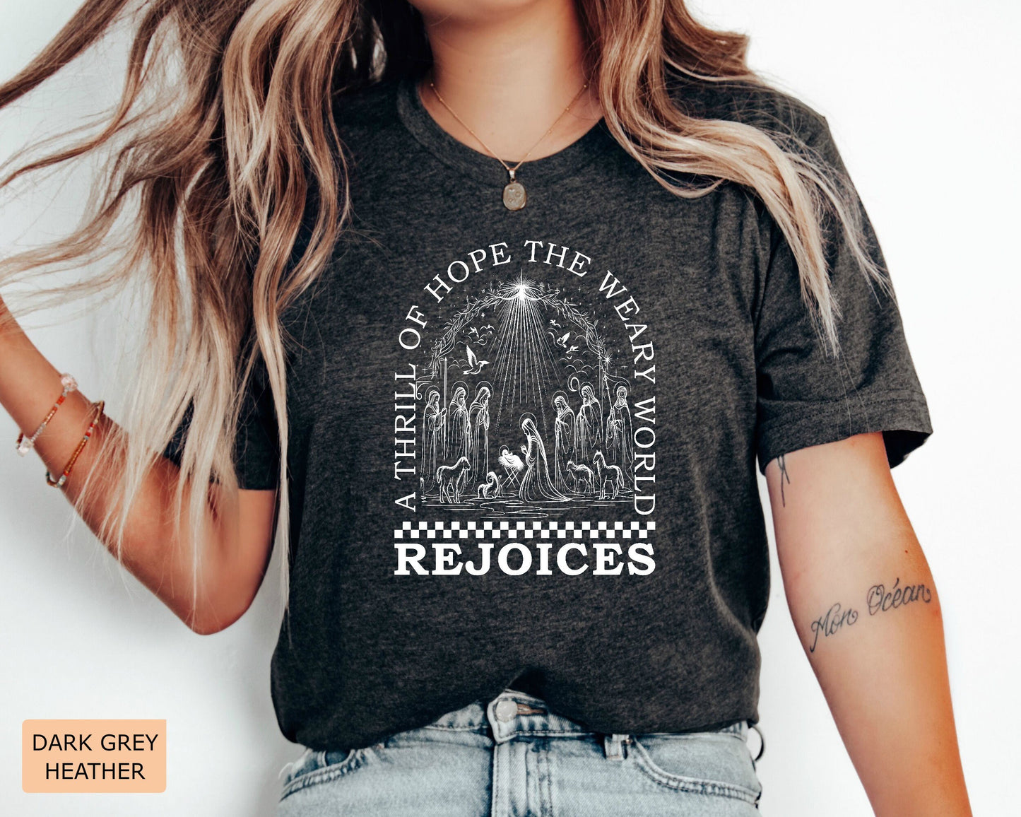 Christmas Nativity Shirt A Thrill Of Hope The Weary World Rejoices Shirt Religious Christmas Gift Nativity Scene Shirt