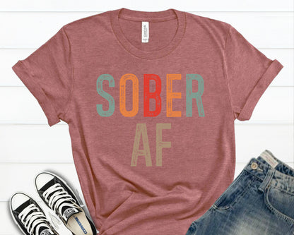 Sober AF T-Shirt, Sobriety Recovery Gift, Comfort Colors