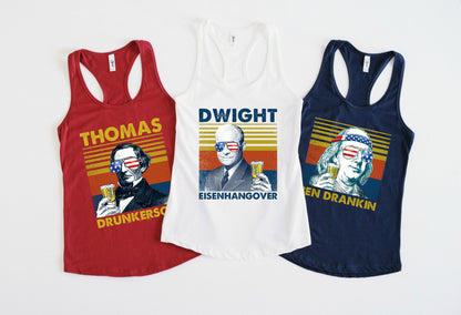 Funny 4th of July Drinking Presidents Shirt: Patriotic Party Tee