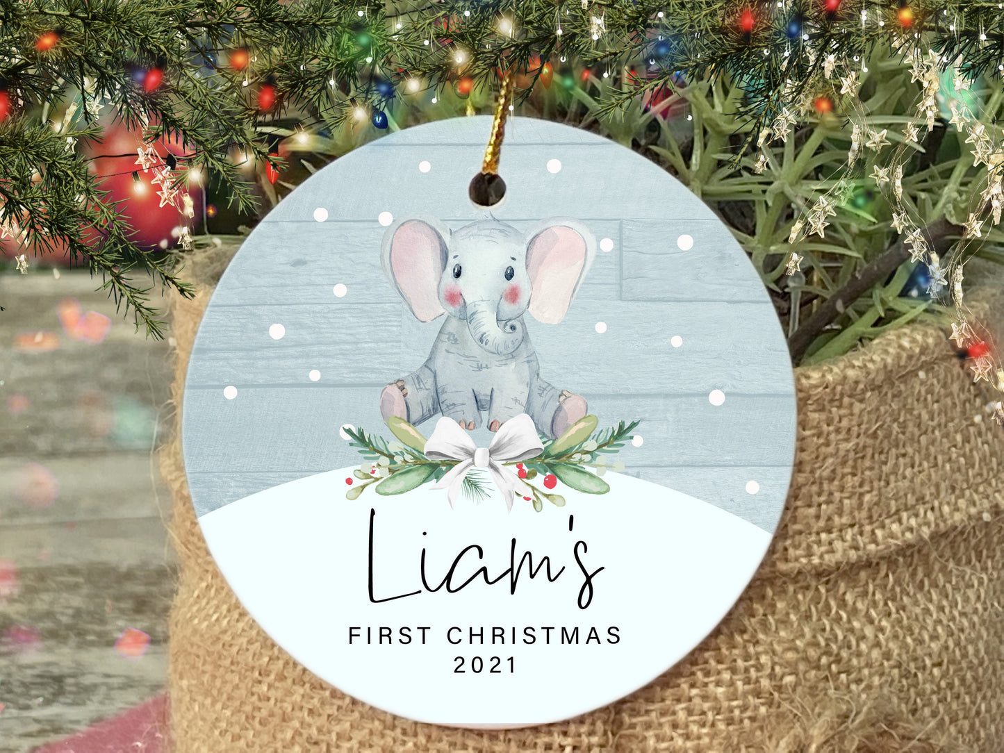 Personalized Baby's First Christmas Ornament, Elephant Keepsake