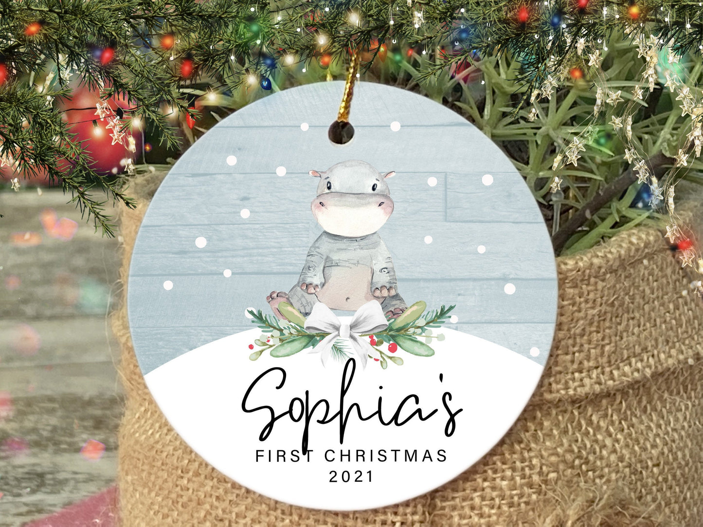 Personalized Baby's First Christmas Ornament, Elephant Keepsake