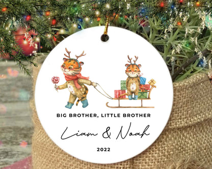 Personalized Big Brother Little Sister Christmas Ornament, Sibling First Christmas