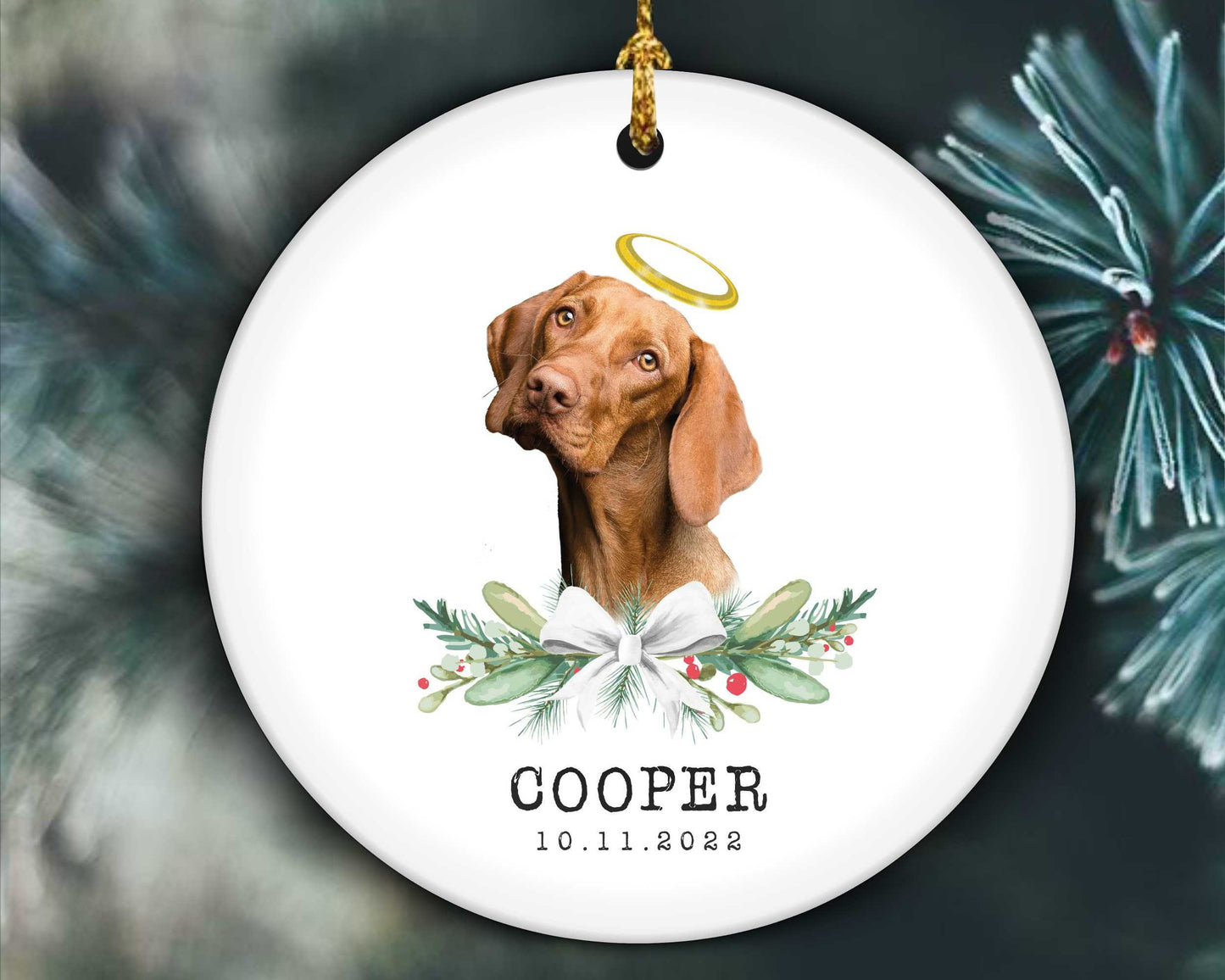 Custom Dog Memorial Ornament, Personalized Pet Loss Gift
