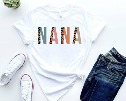 Leopard Print Nana Shirt - Grandma Gift, Pregnancy Reveal