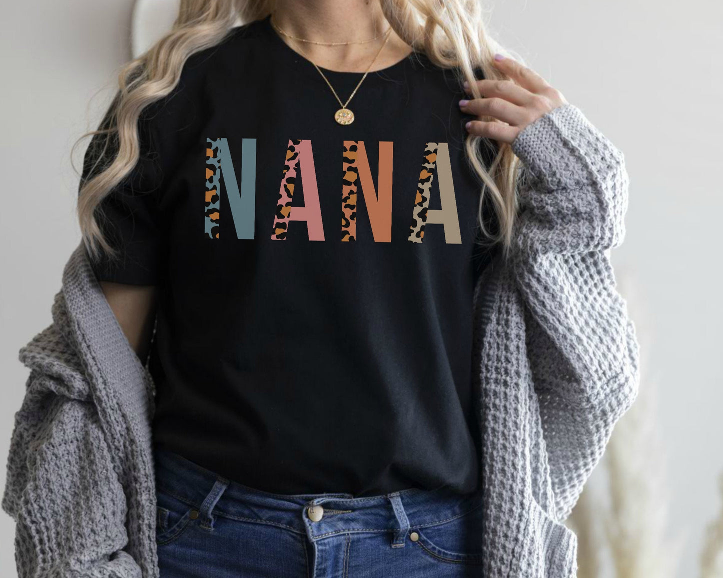 Leopard Print Nana Shirt - Grandma Gift, Pregnancy Reveal