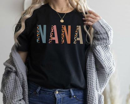 Leopard Print Nana Shirt - Grandma Gift, Pregnancy Reveal